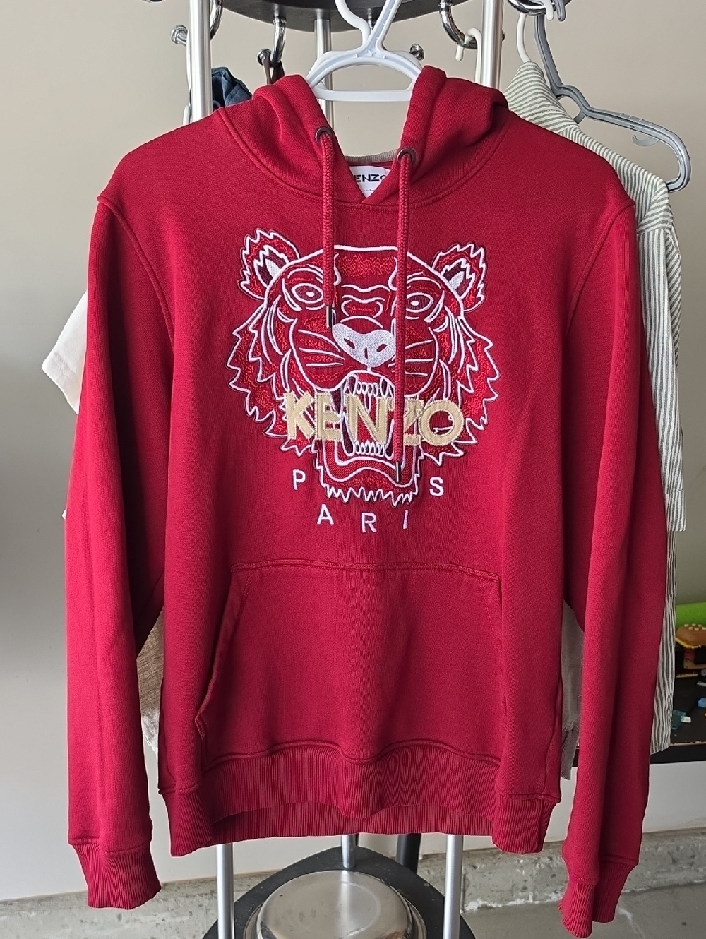 Kenzo Red Tiger Embroidered Logo Hoodie
